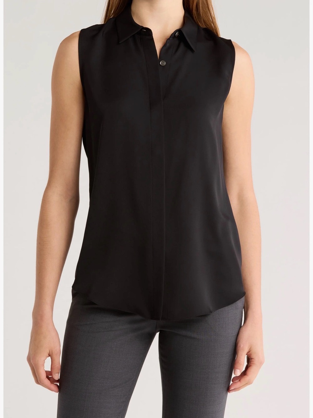 Theory Silk Georgette Sleeveless Button-Up Shirt